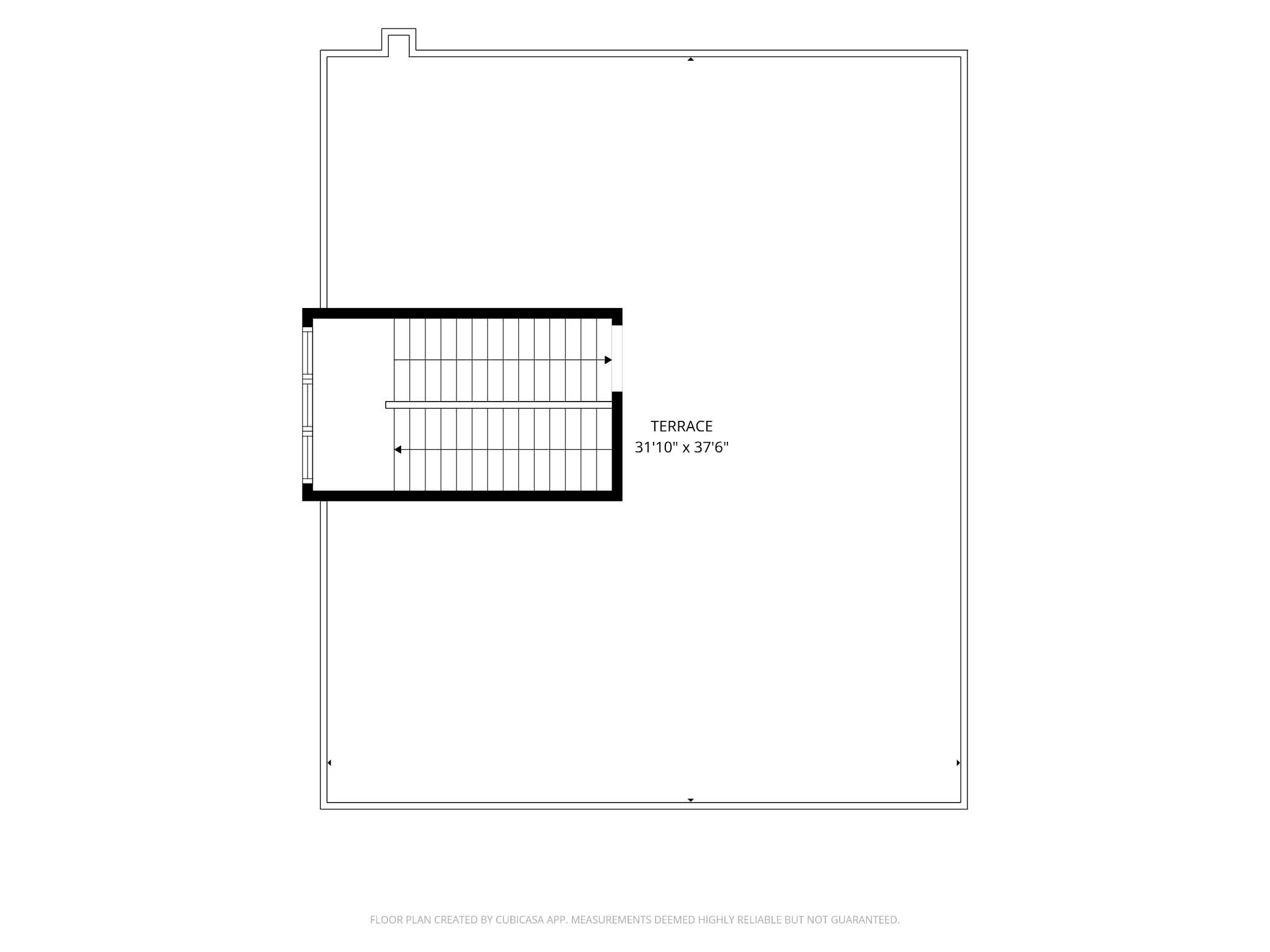 Rooftop deck floor plan showing the stairs and open terrace